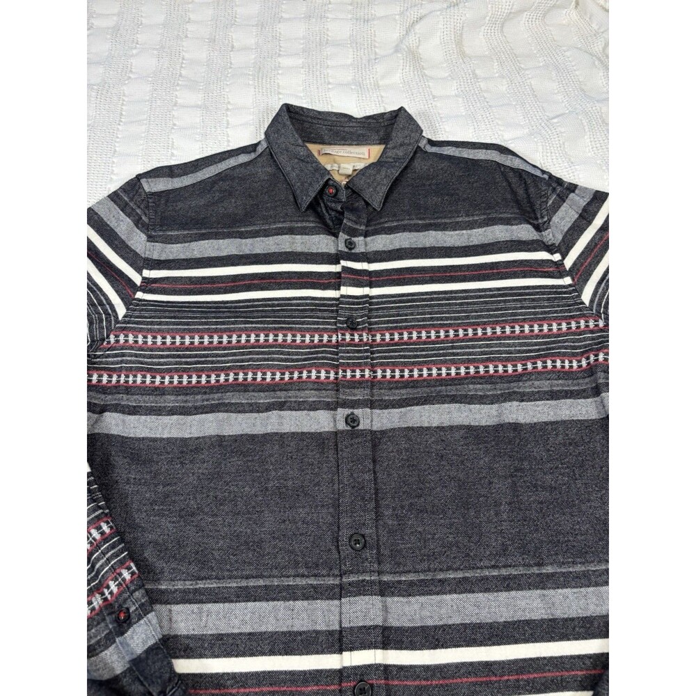 BR Heritage Blanket Stripe Men’s Large Tall Button Down Gray Slim Fit Southwest - Picture 2 of 14